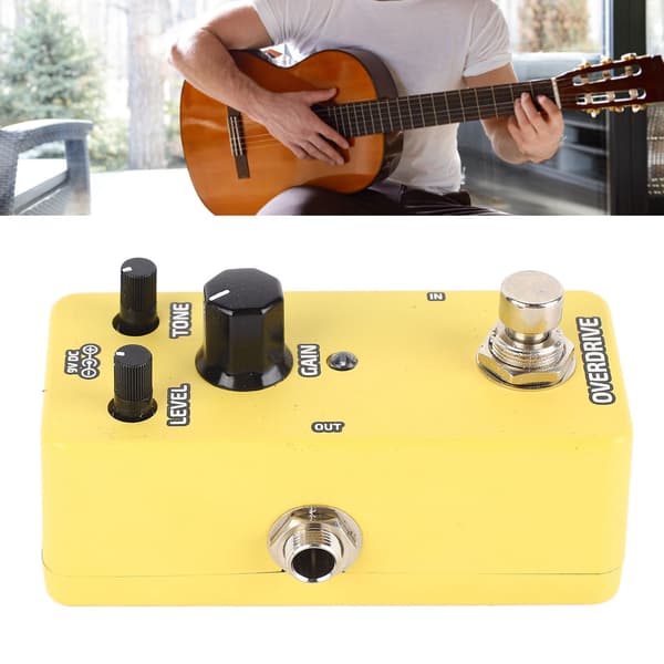 Elgitarr Effektpedal Enkel Block Mini Modulationsförstärkarsimulering Pedal Gul Overdrive