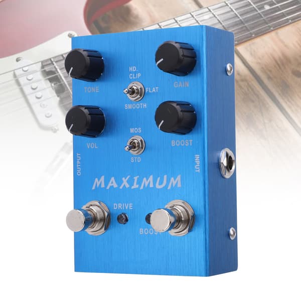 Overdrive Dual Channel Pedal Drive Boost Knob Effektpedal för Elgitarr Bas DC 9V Ingång