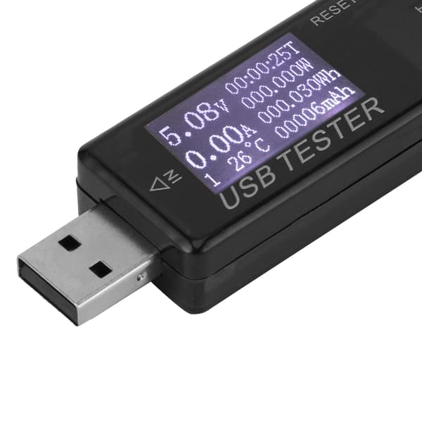 USB Digitalt Multimeter Voltmeter Ammeter 8-i-1 Tester, 0-5A 0-150W 4-30V, Sort