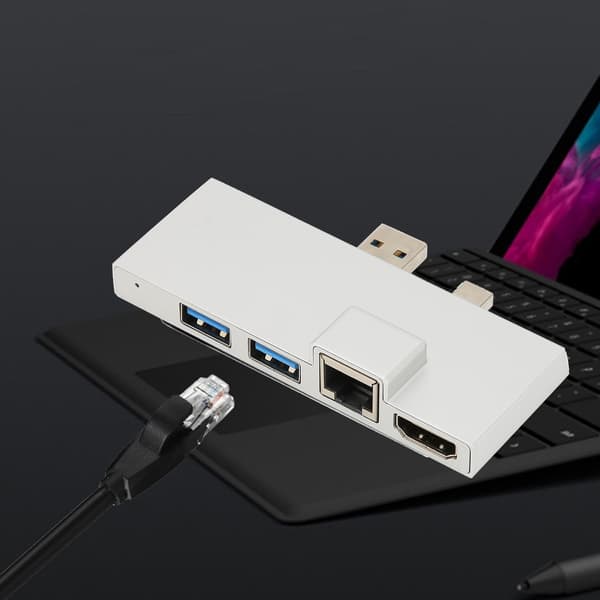 6 i 1 Dockingstation Tilbehør til udvidelsesdock i aluminiumslegering til Microsoft Pro 4/5/6