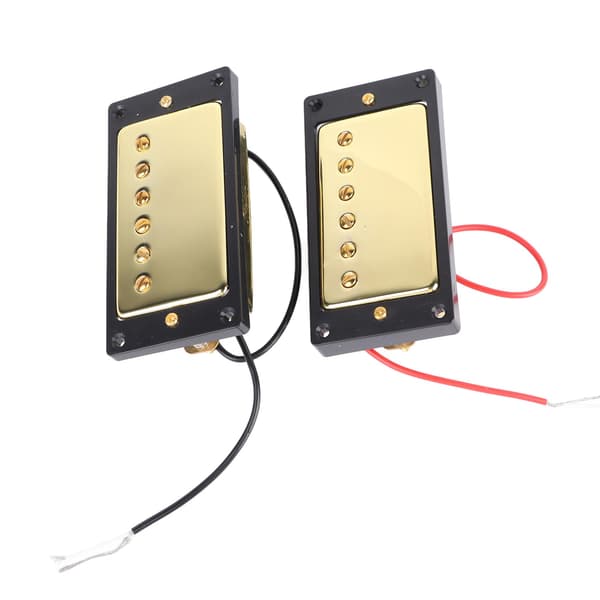 Elgitarr Pickup Metall Dubbelspole för LP Svart Ram Pickup Gitarrdelar Ersättning Guld