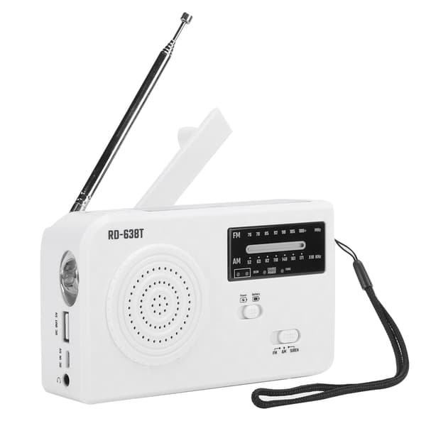 RD638 ABS Solenergi Nöd Multifunktion Handvevsradio Stödjer FM/AM-funktion Vit