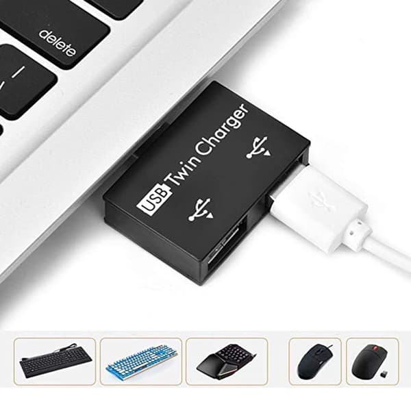 Mini USB Hub 2-port USB dobbelt oplader splitter adapter konverter til pc USB-flashdrev