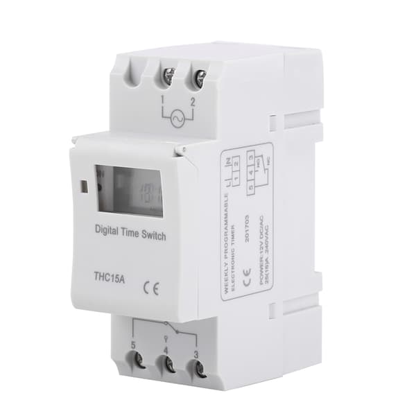 LCD-display Ugentlig Programmerbar Elektronisk Relæ 16on＆8off Timerkontakt (AC/DC12V)