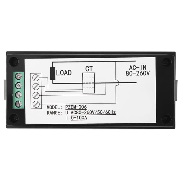 PEACEFAIR Digital AC 80-260V 100A Ström Spänning Watt KWh Tid Panelmätare Voltmeter CT