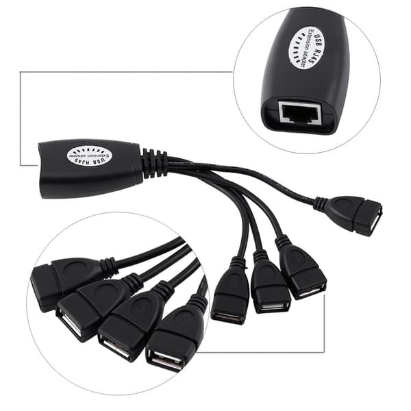 4 porte USB 2.0 til RJ45 Hub Ethernet forlænger netværksadapterkabel