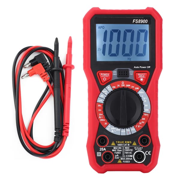 FS8900 Digitalt Multimeter LED Baggrundsbelyst Håndholdt Volt Ohm Amp Tester AC DC Strømmåler