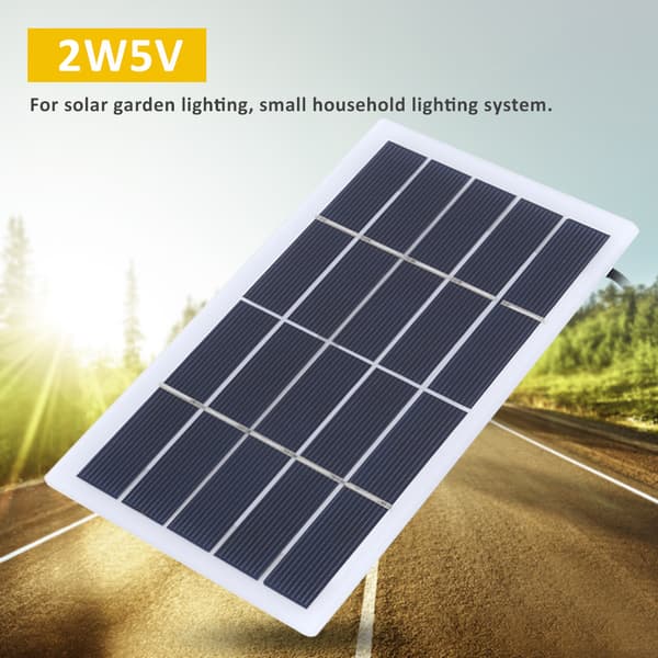 2W 5V Polysilicium Solcellepanel med DC-interfaceopladning til 3.7V Batteri Udendørs Havelampe