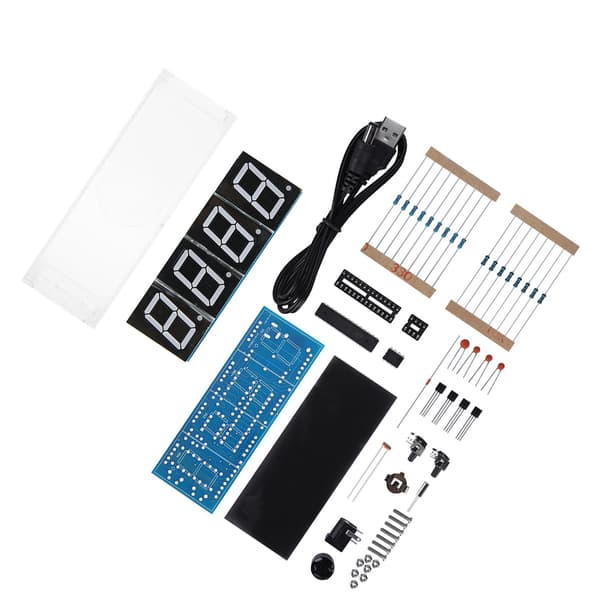 4-siffrig DIY Digital LED-klocka Kit Auto Display Tid/Temperatur Elektronisk DIY Kit Klocka - Blå
