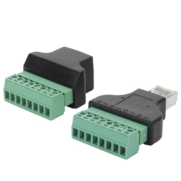 2 stk. RJ45 hun til han skrueterminal 8-benet CCTV Digital DVR Adapterstik