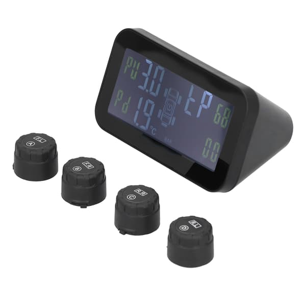 LCD-display Bil TPMS Däcktrycksövervakningssystem med sensor Solcellsladdning USB-laddning