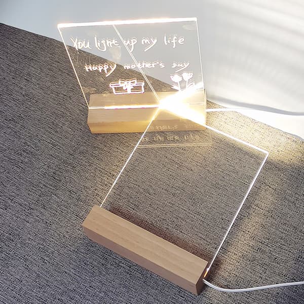 Desktop Lysende Memo Note Board Plug In LED Lampe Base DIY Graffiti Akryl Besked Natlys