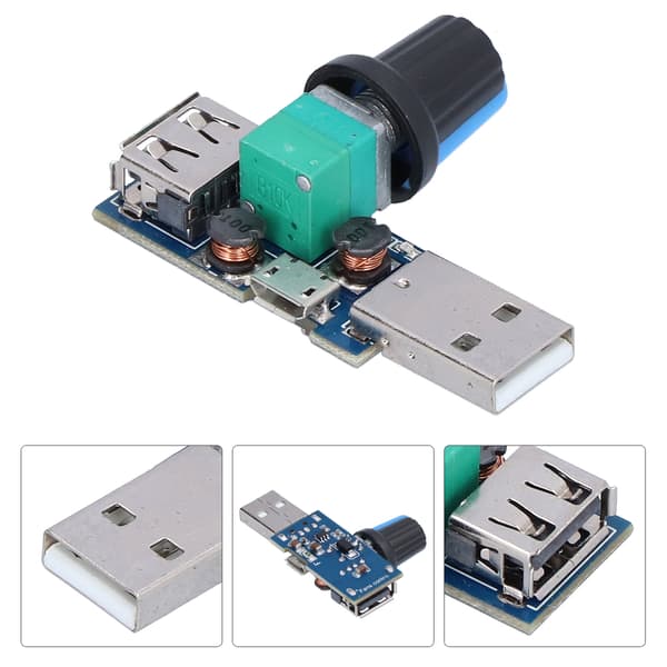 USB Ventilator Hastighedsregulator Volumenknap Justeringsmodul Lav Støj PWM Regulator