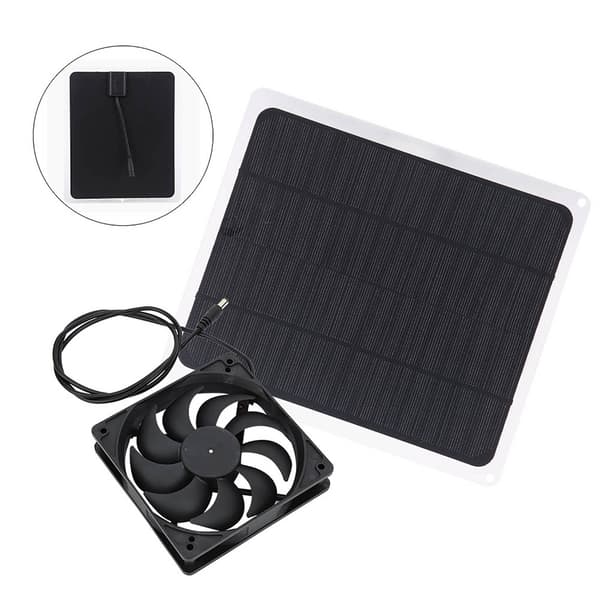 10W 12V solpanel batterioplader med USB-udgang, kæledyrsudsugningsventilatorsæt
