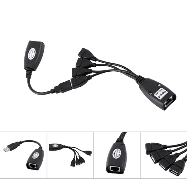 4 porte USB 2.0 til RJ45 Hub Ethernet forlænger netværksadapterkabel