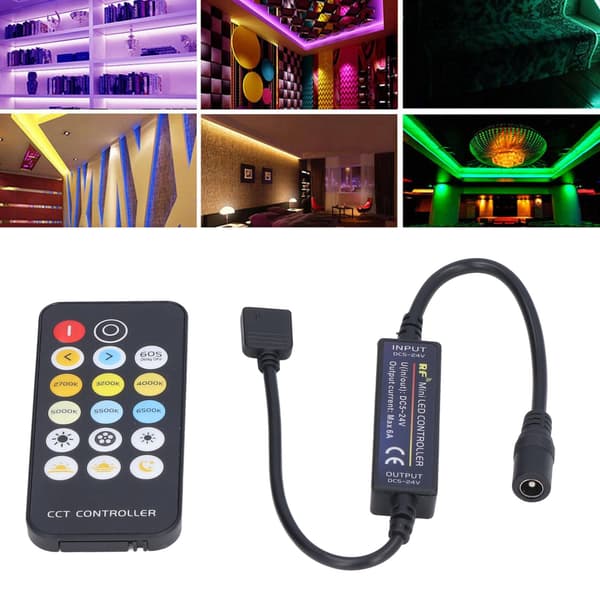 Mini RF lysdæmper LED farvetemperaturcontroller 17-tasters fjernbetjening til lysbånd