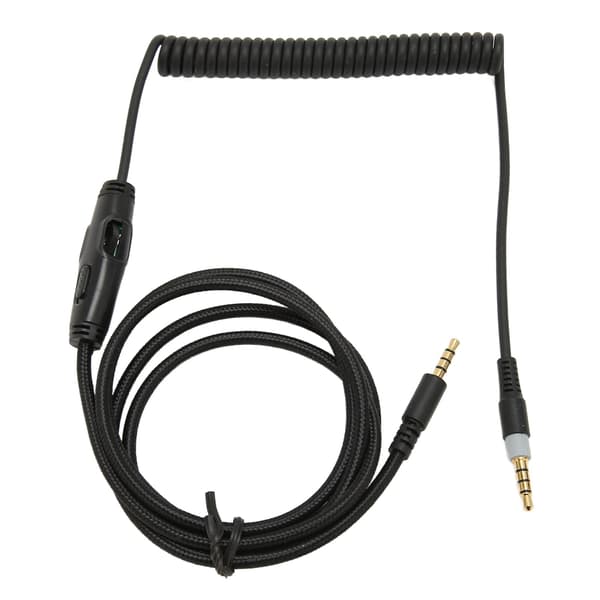 Oprullet hovedtelefonkabel Erstatningsheadset lydkabel med lydstyrketast til Kingston HyperX Cloud Mix Cloud Alpha