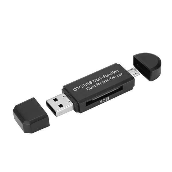 OTG USB Multifunktionskortlæser/-skriver til Micro SD SD TF PC og smarte mobiltelefoner (sort)