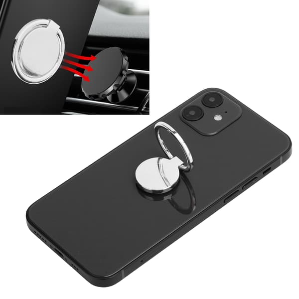 Mobiltelefon Fingerring Greb 360° Rotation Metal Telefonholder til Magnetisk Bilmontering Sølv