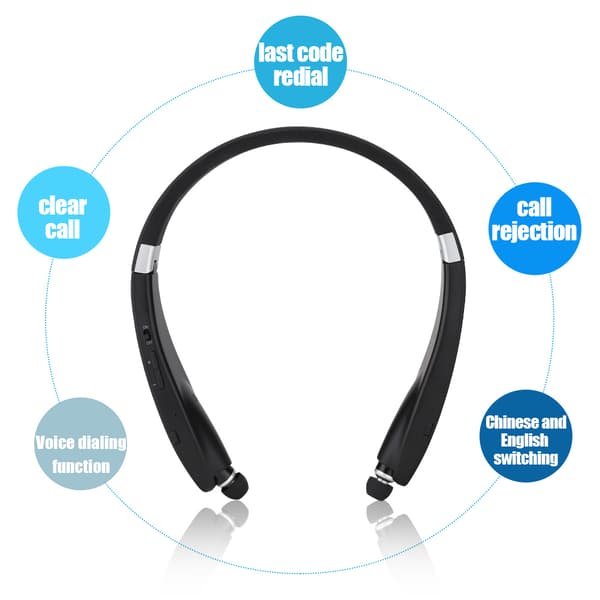 SX-991 Foldbar halsophængt teleskopisk headset trådløs Bluetooth-øretelefon (sort)