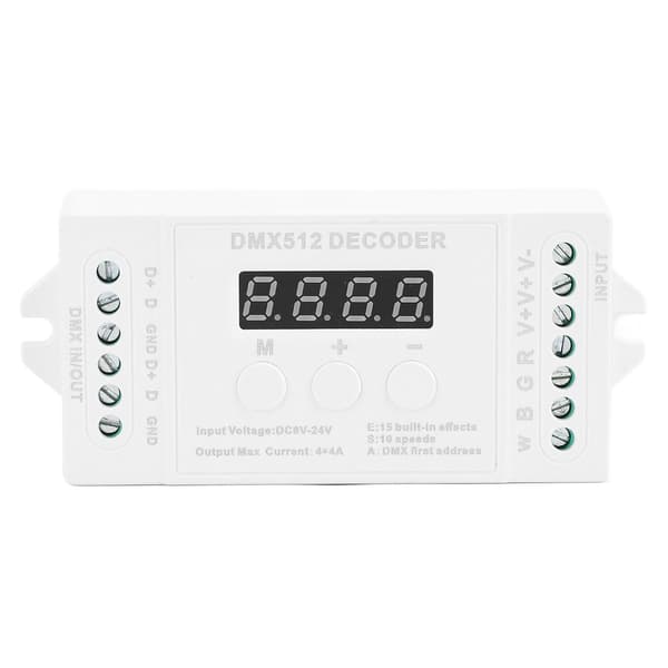 Mini 4CH Digital Display Dekoder 15 Indbyggede Effekter DC9 til 24V Dekoder Controller til RGBW LED-lys