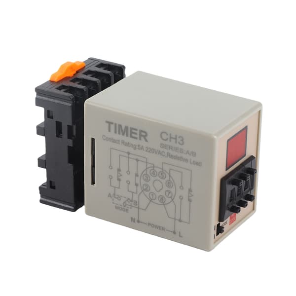 AH3-DM Dobbeltfunktion Forsinkelsesrelæ Timer 0.01S-99H AC 220V LED