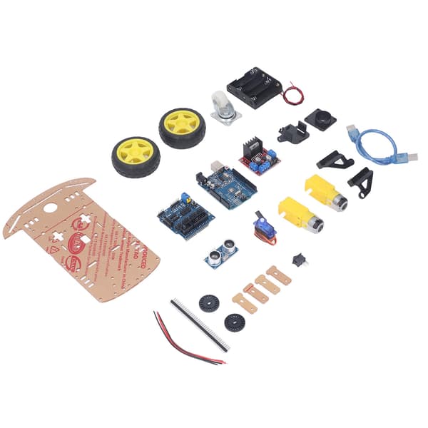 Smart Robot Bil Chassis Kit DIY Programmerbart Udviklingskort 2WD Ultralyd med Motor MCU