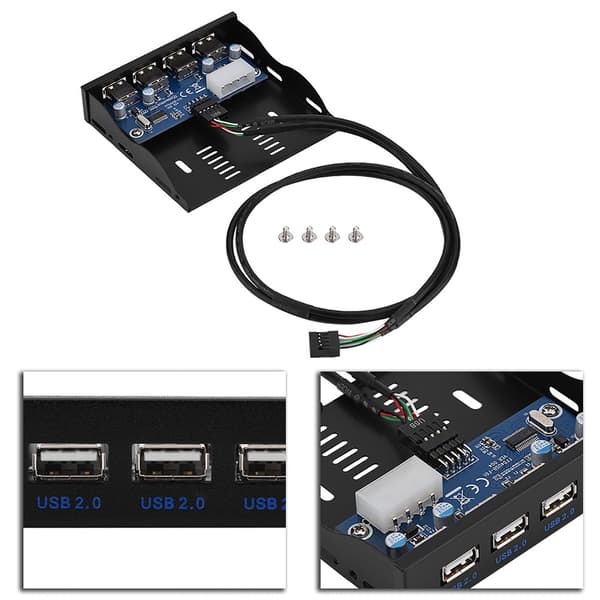 USB2.0 Floppy Frontpanel 3.5'' Floppy Bay 9-stifts till 4-gränssnitt USB 2.0 HUB