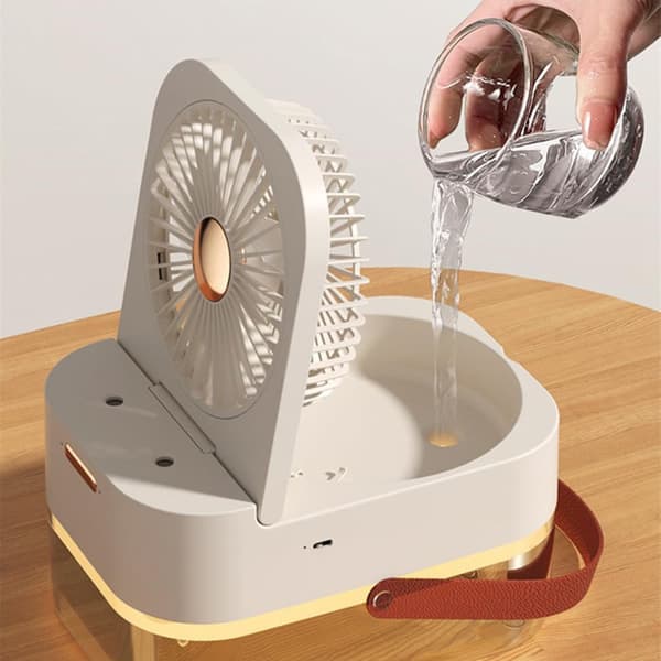Mini USB Ventilator Luftfugter, Bærbar Luftkøler med Natlys, Skrivebordskøleventilator til Sommer Hjemmekontor, Grøn
