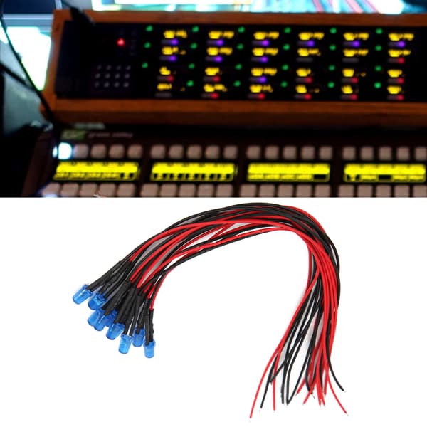 100 st 12V Blå 5mm Förkopplade LED-dioder, 20cm Kabel, Klara Lins Ljusemitterande Pärlor