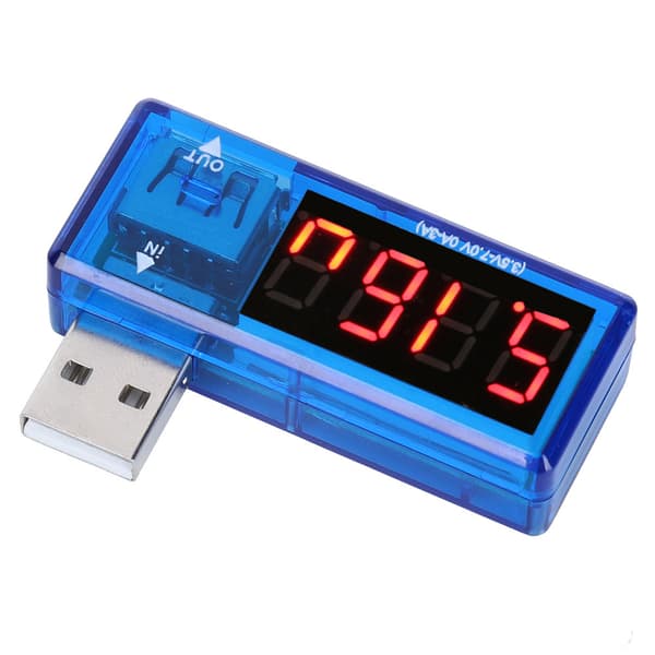 2 stk. USB-strømmåler tester voltmeter amperemeter LCD-display spændingsstrømdetektor til telefonopladning, blå