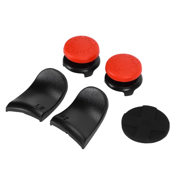 5-i-1 Tommelfingergreb Nøglehætte Joystick Cover L2 R2 Triggerforlænger til PS5 Controller Rød