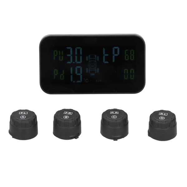 LCD-display Bil TPMS Däcktrycksövervakningssystem med sensor Solcellsladdning USB-laddning