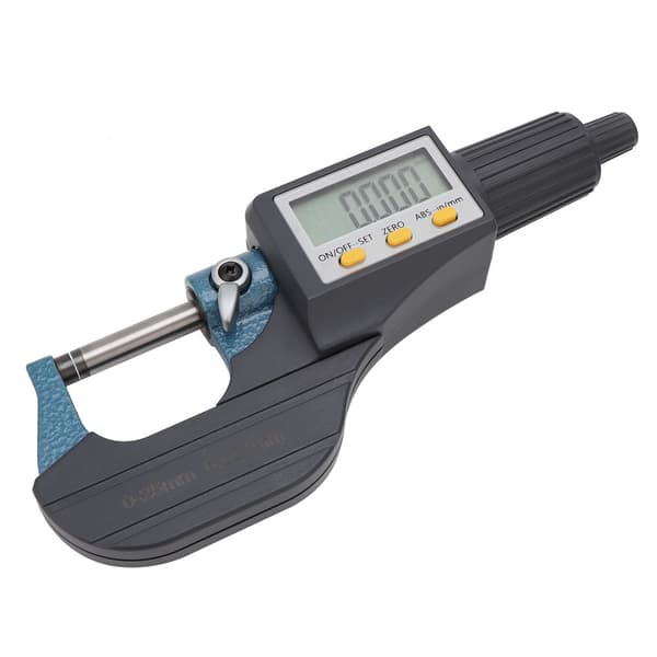 Digital mikrometer i kromlegering, 0,001 mm noggrannhet, 0-25 mm räckvidd, LCD-display