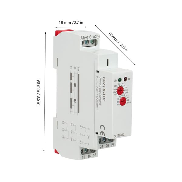 GRT8-B2 Mini 1-funktions DIN-skinne timerrelæ 12-240V AC/DC