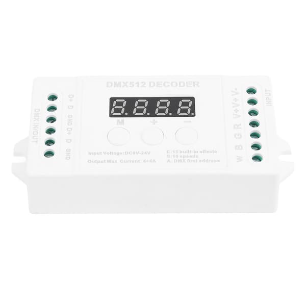 Mini 4CH Digital Display Decoder 15 Inbyggda Effekter DC9 till 24V Dekoderkontroller för RGBW LED-lampor