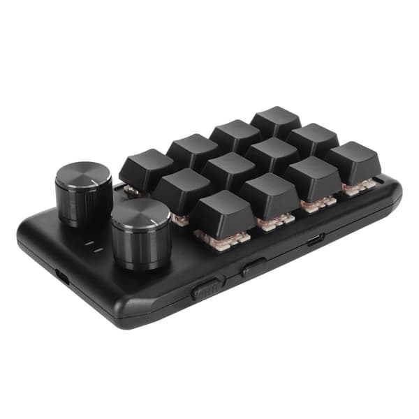 Mini anpassad knappsats 12 mekaniska tangenter 2 rattar programmerbar röd switch programmering makroknappsats för PC-spel multimedia trådlös BT