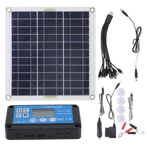 200W solpanelsæt med blå controller OBD-stik effektiv hurtig opladning til camping udendørs rejser