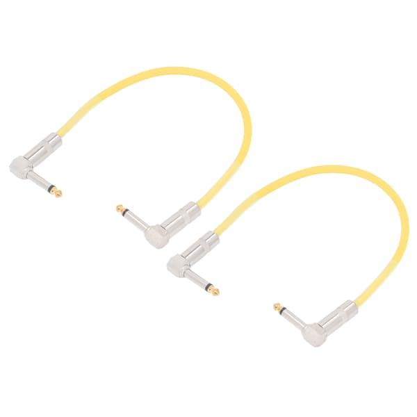 2ST 12 tums gitarrjumper 1/4 tums plugg gitarr effektpedalkabel ren koppar musikinstrumentkablar gul