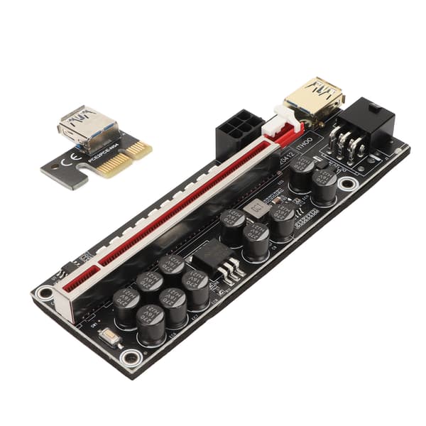 PCIE Riser Powered Adapter Card 6 Pin Kompatibel 1X 4X 8X 16X PCIE Interface Plug and Play USB Riser Powered Adapter Card Sort