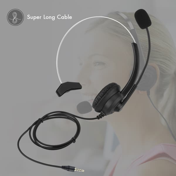 Støjreducerende Call Center Headset Komfortabelt Telefonheadset - 3.5mm Stik