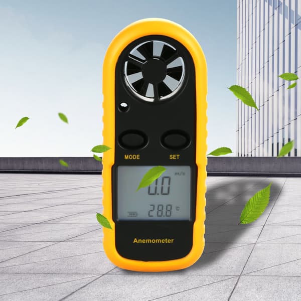 Bärbar Digital Anemometer Vindhastighetsmätare Luftflödeshastighet Temperaturmätare Termometer