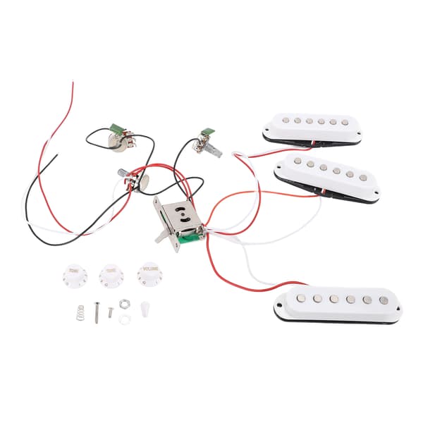 Elgitarr Pickups Kit Förkopplad Uppsättning Single Coil med Timbre Volym Linje Ersättning för ST Panel Vit