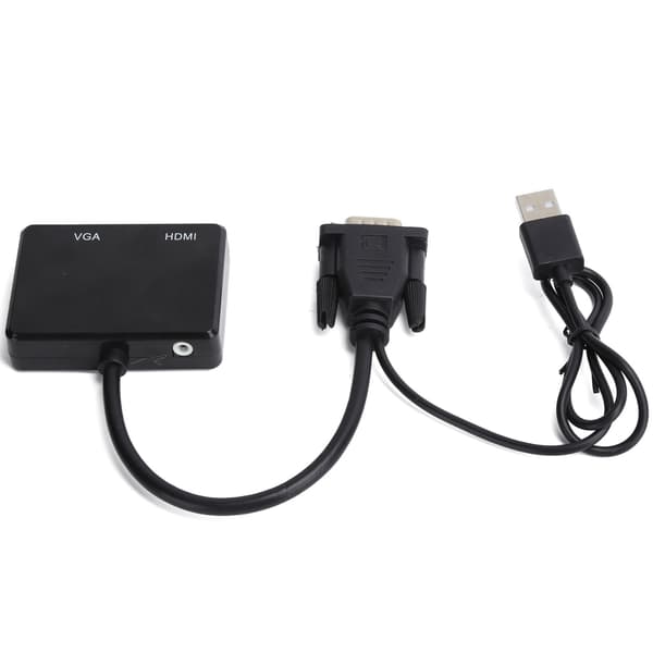 VGA til VGA High Definition Multimedia Interface Splitter Konverter Understøtter Dobbelt Skærmadapter Sort