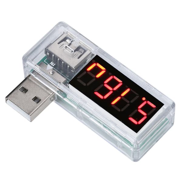 2 st USB-spänningsströmmätare, bärbar voltmeter-amperemeter för telefonladdare, vit