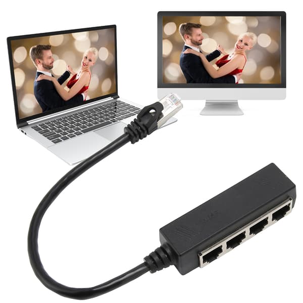 RJ45 Ethernet Splitterkabel Ét Punkt Fire Ethernetkabel Splitter ABS PCB RJ45 Splitteradapter til Bærbar Computer