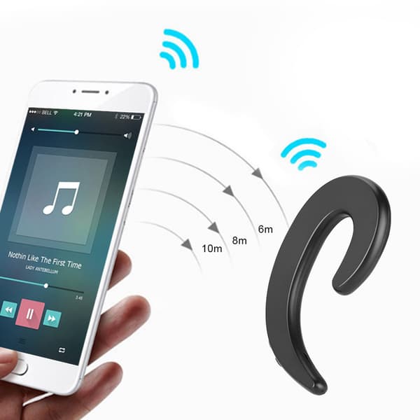 Håndfri ørekrog Bluetooth-hovedtelefon Trådløs smertefri knogleledning øretelefonhoveder (sort)