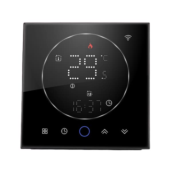 Smart Home Termostat Programmerbar WiFi Termostat med Touchscreen Farvedisplay til Kedelopvarmning AC95‑240V Sort