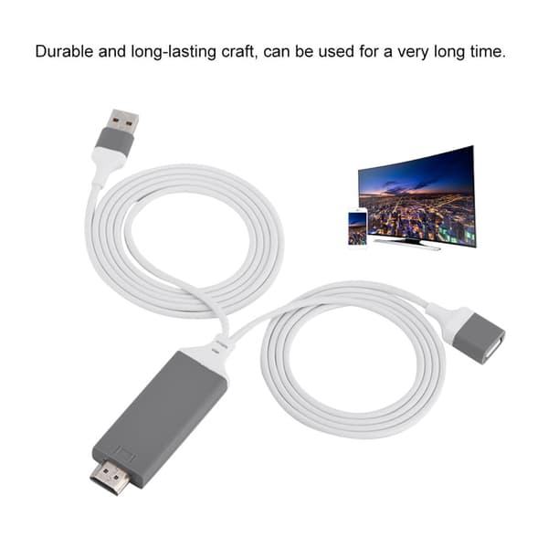 3 farver telefon til HDMI-kabel til IOS-interface digital AV-adapter 1080P Plug Play til IOS Android Hvid