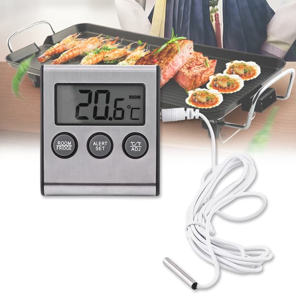 Digital LCD-termometer för kylskåp, frysrum med magnetisk baksida och stativ